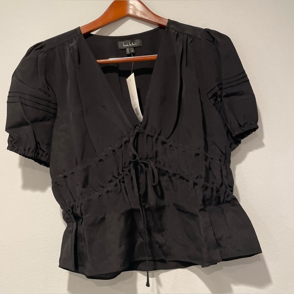 Nicole Miller silk tie front top, size P - Picture 6 of 8